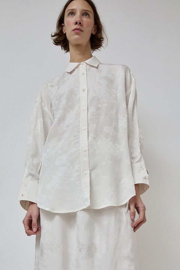 CORDERA Flower Jacquard Shirt in White