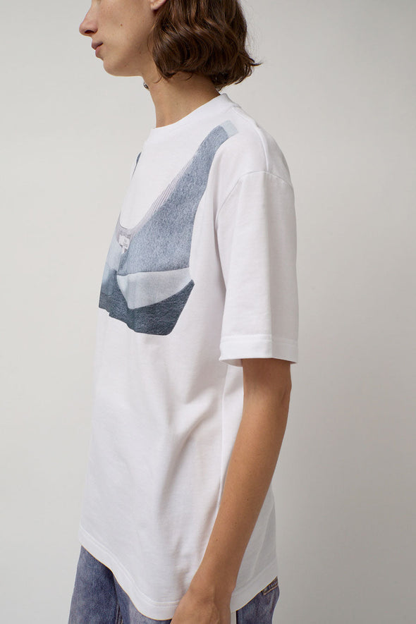 KSENIASCHNAIDER T-Shirt with Augmented Denim Top in White