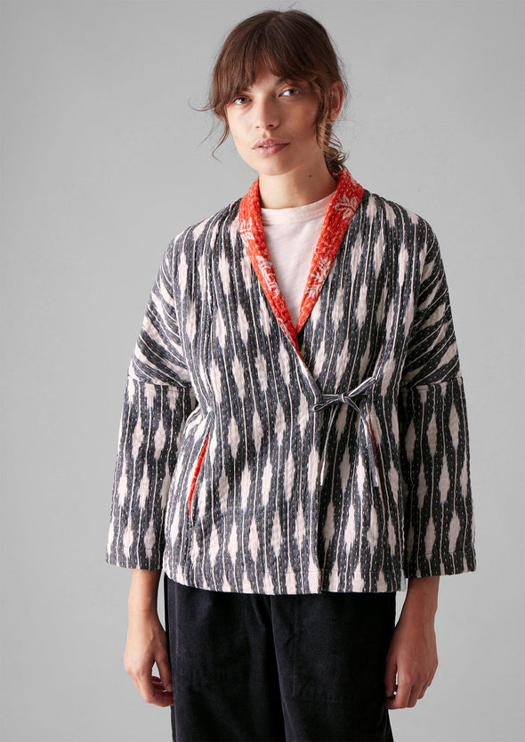 Repurposed Ikat Kantha Jacket | Greys/Blacks | Women's Jackets