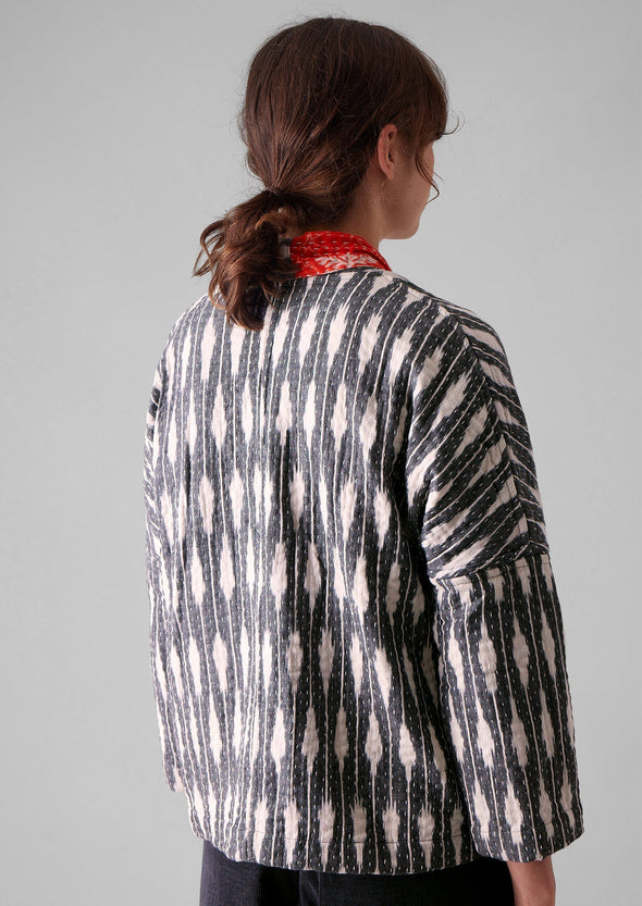 Repurposed Ikat Kantha Jacket | Greys/Blacks | Women's Jackets