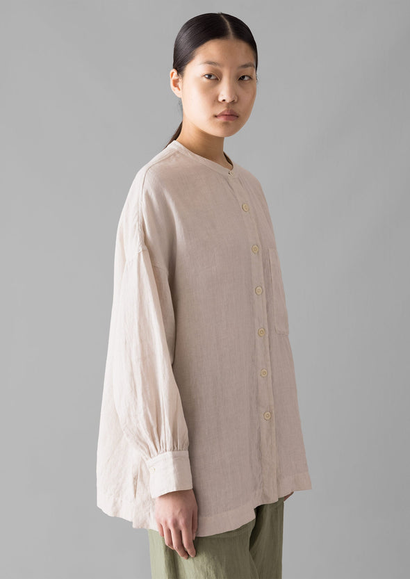 Garment Dyed Linen Oversized Shirt | Stone | Women's Tops