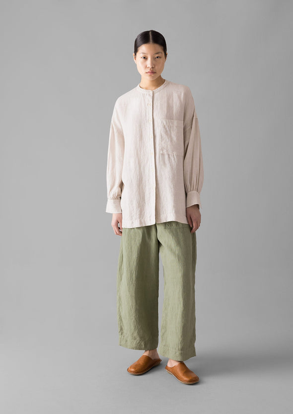 Garment Dyed Linen Oversized Shirt | Stone | Women's Tops