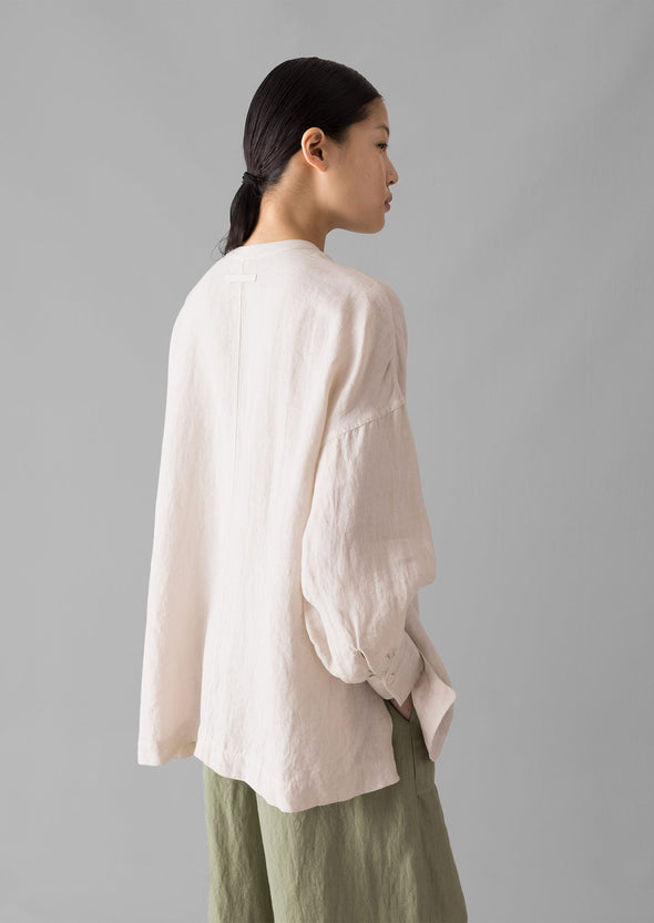 Garment Dyed Linen Oversized Shirt | Stone | Women's Tops