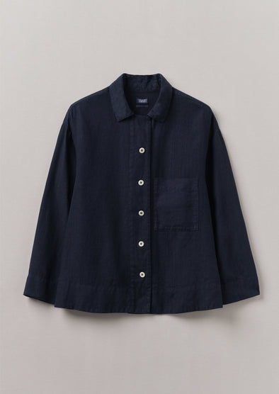 Garment Dyed Linen Shirt | Midnight | Women's Shirts