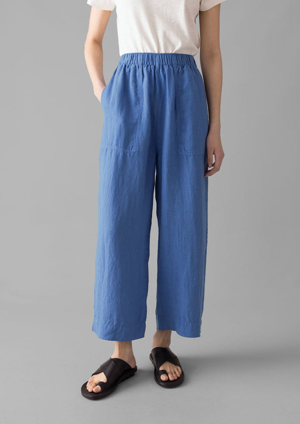 Garment Dyed Linen Barrel Leg Pants | Blue Violane | Women's Pants