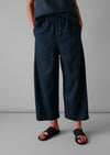 Garment Dyed Linen Barrel Leg Pants | Midnight | Women's Pants