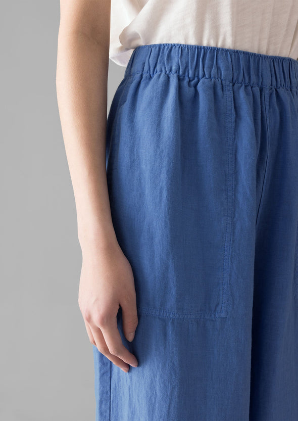 Garment Dyed Linen Barrel Leg Pants | Blue Violane | Women's Pants