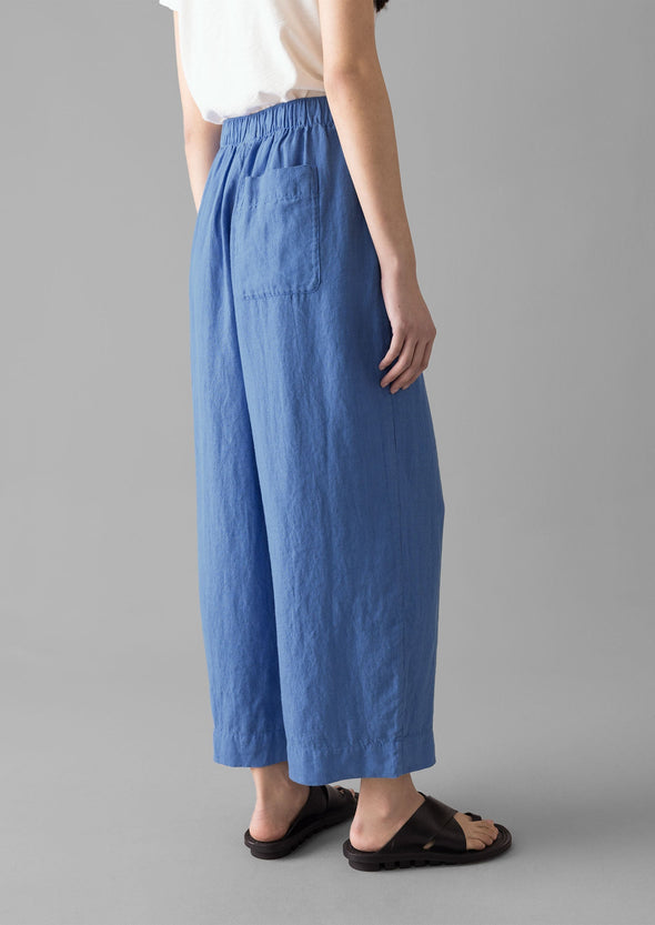 Garment Dyed Linen Barrel Leg Pants | Blue Violane | Women's Pants