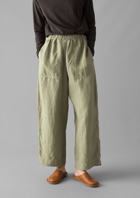 Garment Dyed Linen Barrel Leg Pants | Salvia | Women's Pants