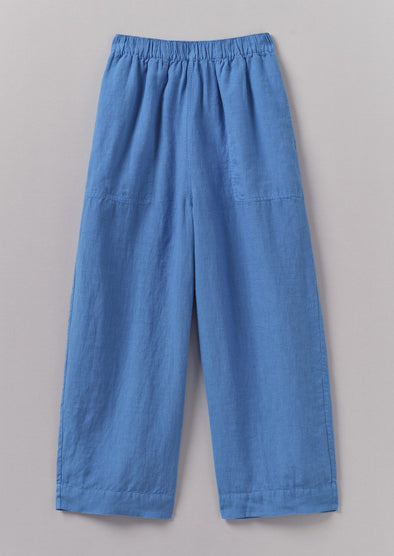 Garment Dyed Linen Barrel Leg Pants | Blue Violane | Women's Pants