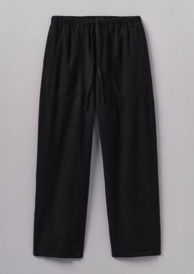 Brushed Cotton Linen Herringbone Pants | Slate | Women's Pants