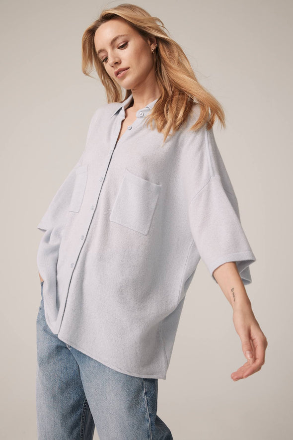 RUE BUTTON-UP CASHMERE TOP