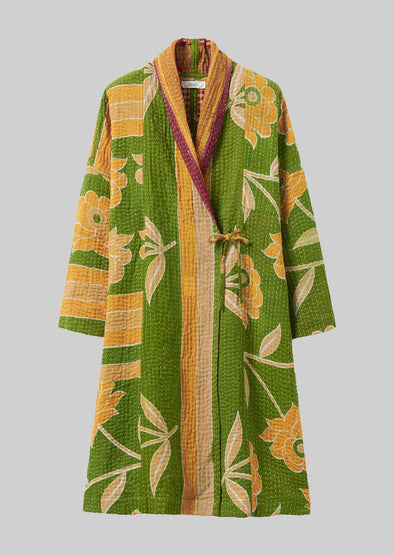 Repurposed Kantha Coat | Greens | Women's Coats