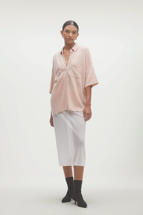 RUE BUTTON-UP CASHMERE TOP