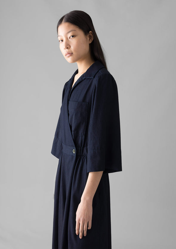 Indigo Twill Culotte Jumpsuit | Indigo | Women's Jumpsuits