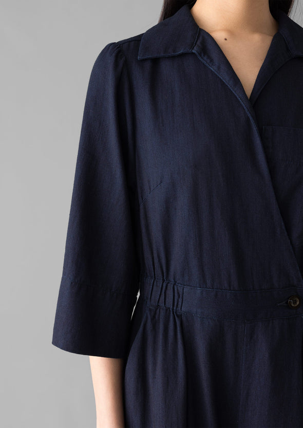 Indigo Twill Culotte Jumpsuit | Indigo | Women's Jumpsuits