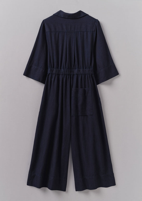 Indigo Twill Culotte Jumpsuit | Indigo | Women's Jumpsuits