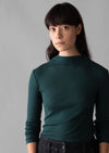 Aster Wool Lyocell High Neck Tee | Dark Green | Women's Tees