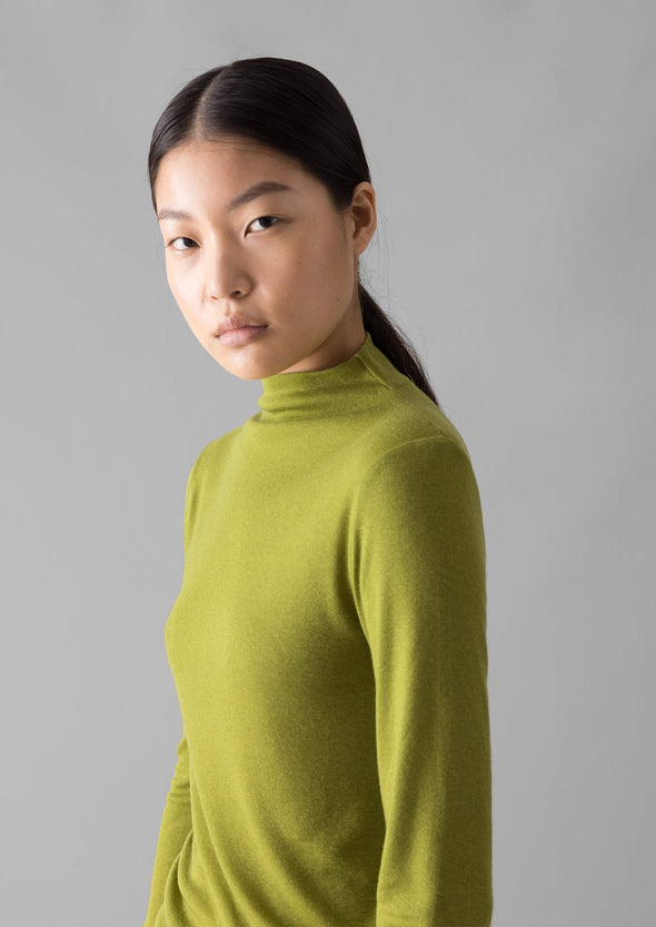 Aster Wool Lyocell High Neck Tee | Pea | Women's Tees