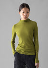 Aster Wool Lyocell High Neck Tee | Pea | Women's Tees