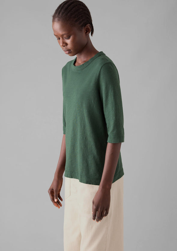 Cleo Garment Dyed Organic Cotton Tee | Marble Green | Women's Tops