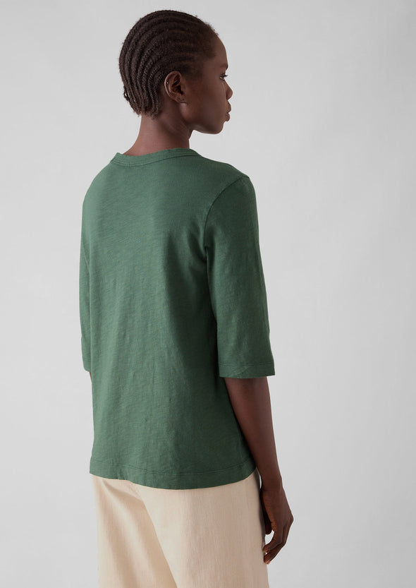 Cleo Garment Dyed Organic Cotton Tee | Marble Green | Women's Tops