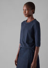 Cleo Garment Dyed Organic Cotton Tee | Indigo | Women's Tees