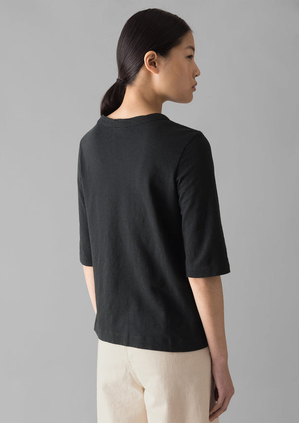 Cleo Garment Dyed Organic Cotton Tee | Carbon Black | Women's Tees