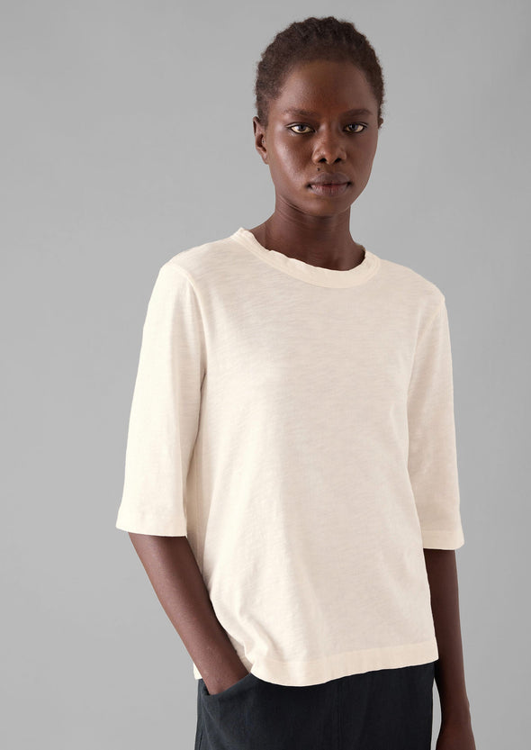 Cleo Garment Dyed Organic Cotton Tee | Chalk | Women's Tees