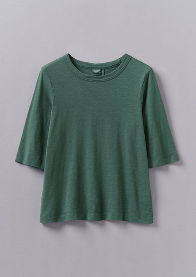 Cleo Garment Dyed Organic Cotton Tee | Marble Green | Women's Tops