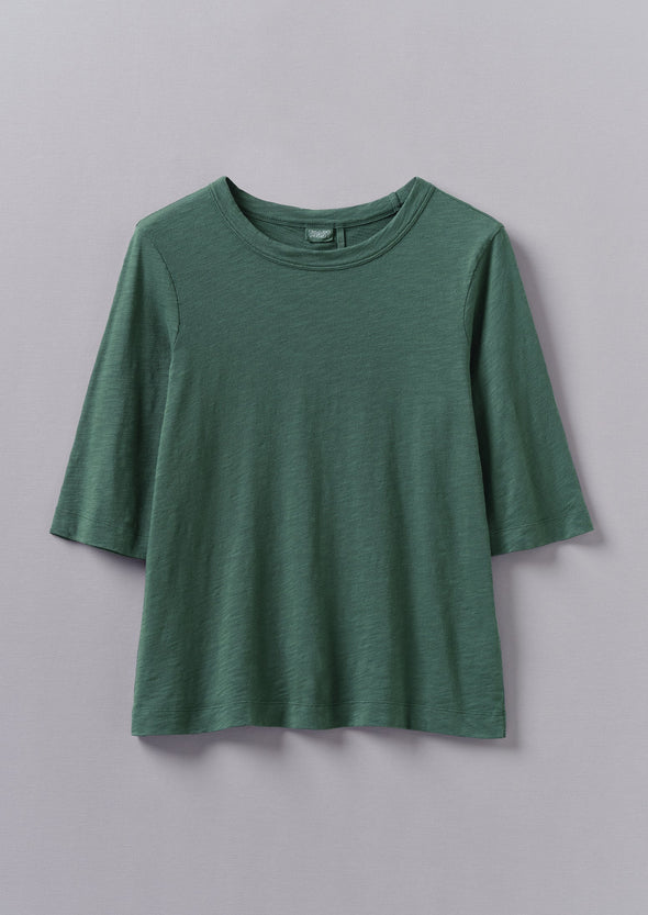 Cleo Garment Dyed Organic Cotton Tee | Marble Green | Women's Tops