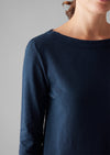 Lia Garment Dyed Boat Neck Tee | Dark Navy | Women's Tees