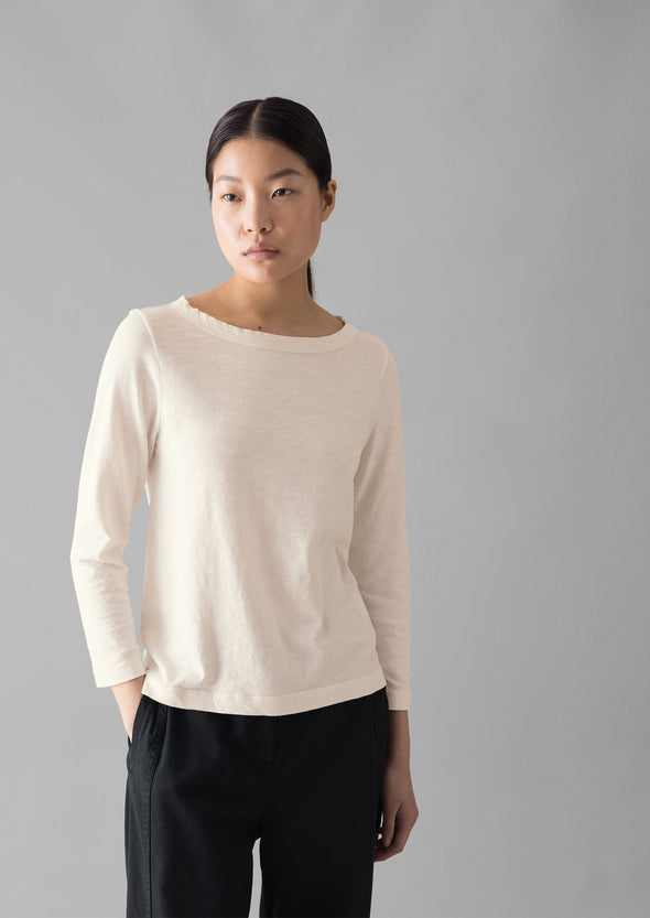 Lia Garment Dyed Boat Neck Tee | Chalk | Women's Tees