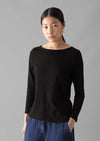 Lia Garment Dyed Boat Neck Tee | Carbon Black | Women's Tees