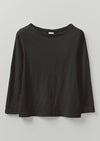 Lia Garment Dyed Boat Neck Tee | Carbon Black | Women's Tees