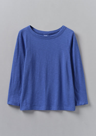 Lia Garment Dyed Boat Neck Tee | Cobalt | Women's Tees