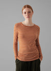 Agnes Stripe Wool Lyocell Tee | Bauxite Orange/Mauve | Women's Tees