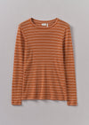 Agnes Stripe Wool Lyocell Tee | Bauxite Orange/Mauve | Women's Tees