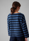 Pinwheel Stripe High Neck Tee | Double Blue | Women's Tees