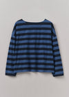 Pinwheel Stripe High Neck Tee | Double Blue | Women's Tees