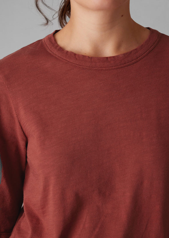 Cleo Garment Dyed Organic Cotton Tee | Braeburn Red | Women's Tees