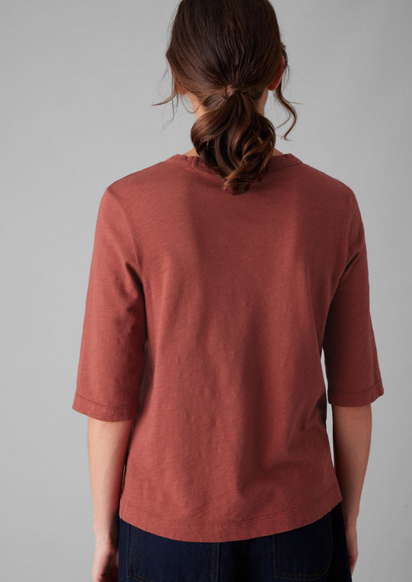 Cleo Garment Dyed Organic Cotton Tee | Braeburn Red | Women's Tees