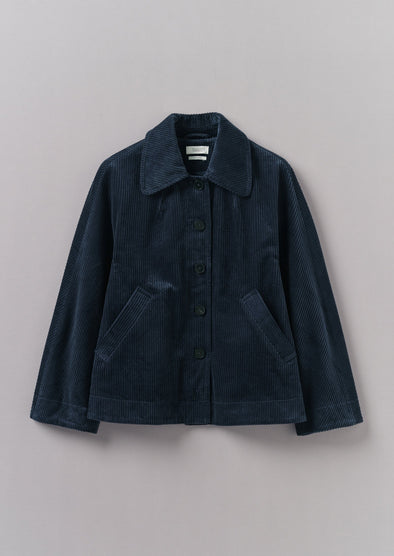 Organic Cord Swingy Jacket | Dusty Navy | Women's Jackets