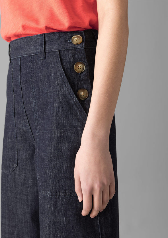 Annie Organic Denim Side Button Jeans | Indigo | Women's Jeans