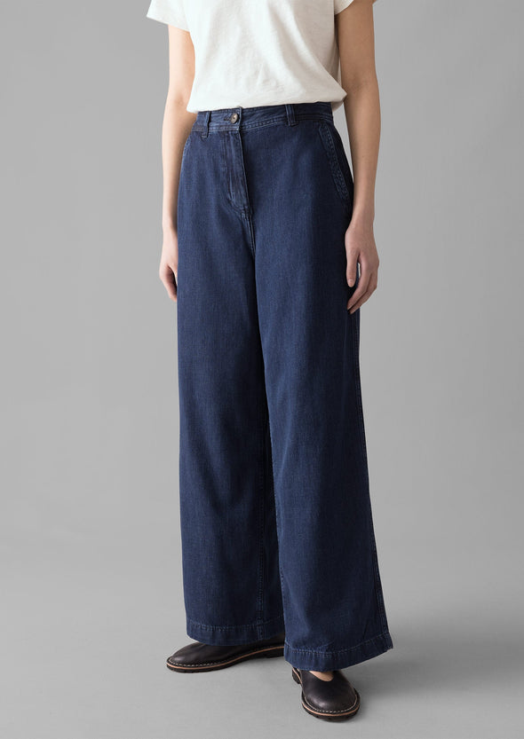 Seren Flat Front Indigo Denim Pants | Indigo | Women's Pants