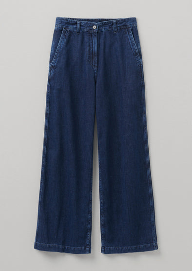 Seren Flat Front Indigo Denim Pants | Indigo | Women's Pants