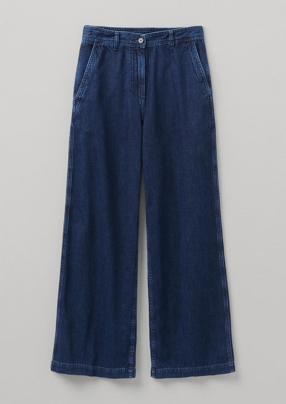 Seren Flat Front Indigo Denim Pants | Indigo | Women's Pants