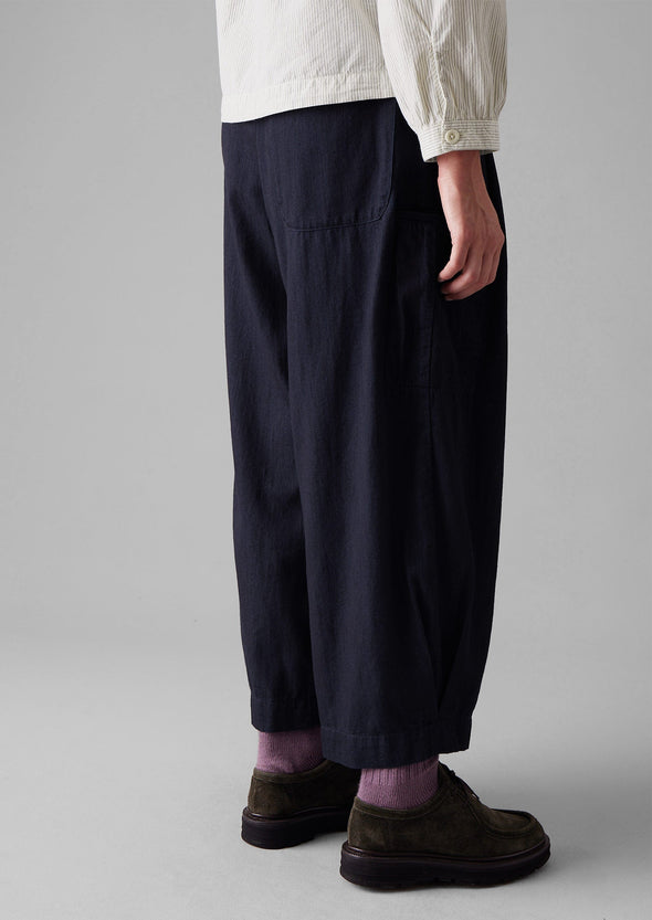 Indigo Cotton Twill Wide Leg Pants | Indigo | Women's Pants