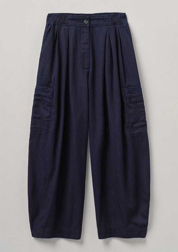 Indigo Cotton Twill Wide Leg Pants | Indigo | Women's Pants