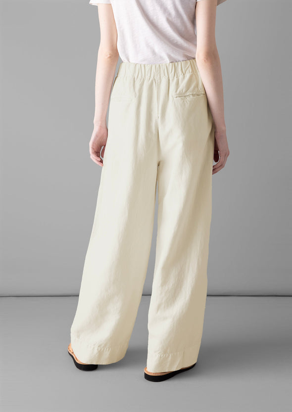 Cotton Linen Wide Leg Pants | Parchment | Women's Pants